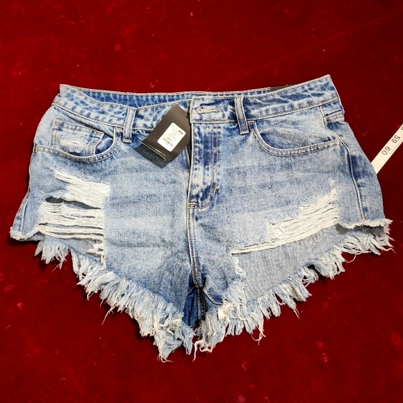Fashion Nova Pants - Fashion Nova Fraded Denim Jeans Shorts